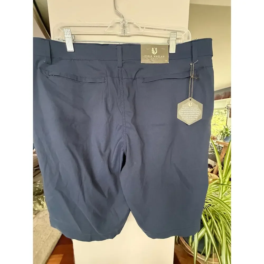 Rorie Whelan Golf Shorts Mens 34 Navy Performance Stretch Flat Front NWT